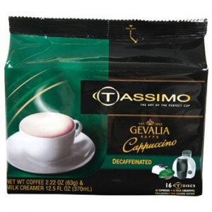 Gevalia Decaf Cappuccino Tassimo Light Roast T-Discs 8 Special Milk / 8 Espresso