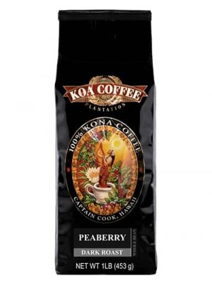 Koa Coffee Peaberry Kona Whole Bean Coffee Dark Roast 16oz