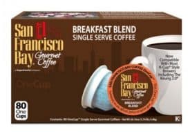 San Francisco Bay Breakfast Blend Medium Roast Single Serve K-Cups One Cup 80ct
