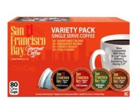 San Francisco Bay Variety Pack Single Serve K-Cups One Cup 80ct