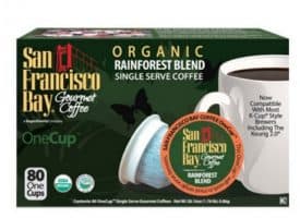 San Francisco Bay Rainforest Blend Medium Dark Roast Single Serve K-Cups One Cup 80ct