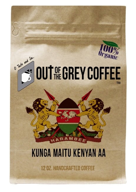 Out of the Grey Coffee Organic Kenya AA Whole Bean Dark Medium Roast Coffee 16oz