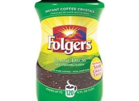 Folgers Instant Coffee Crystals, Decaf Classic, 8 oz