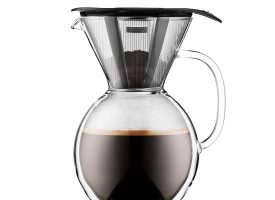 Bodum POUROVER Double Wall Glass Coffee maker 8cup with glass handle Black