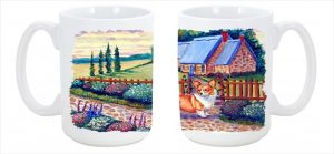 7168CM15 Pembroke Corgi at the Cottage Dishwasher Safe Microwavable Ceramic Coffee Mug