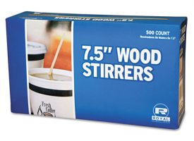 Royal Wood Coffee Stirrers, 7 1/2" Long, Woodgrain, 500