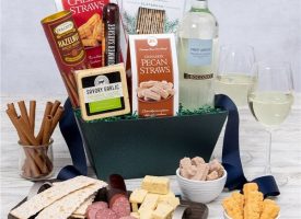 Wine and Cheese Gift Basket - White