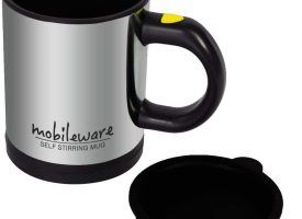 ASM-901 8 oz Self-stirring Coffee Mug, Black & Silver