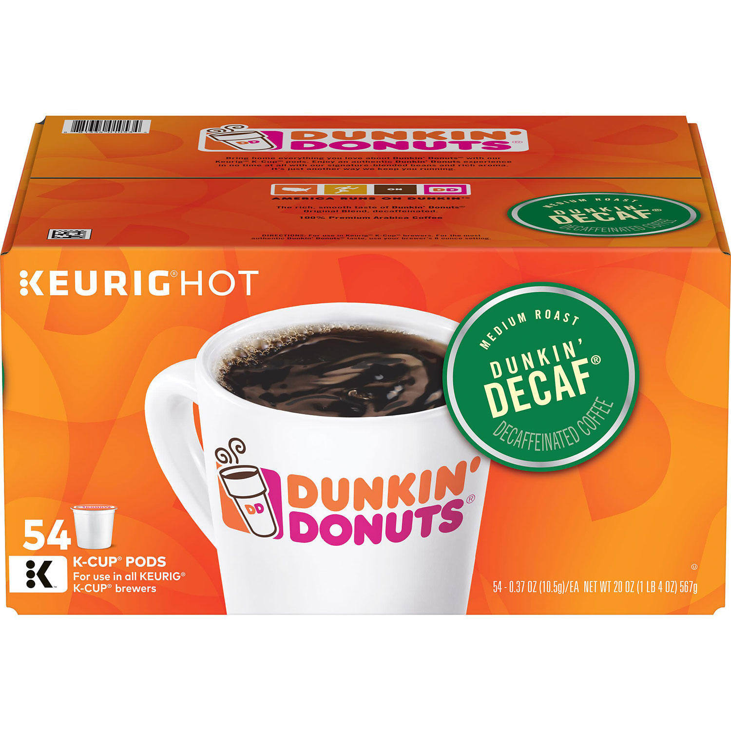 Dunkin' Donuts Decaf Coffee KCups, Medium Roast (54 ct.) Best