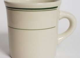 TGB-038 Green Bay 9 oz. Wide Rim Rolled Edge Canton Mug - American White with Green Band - 3 Dozen