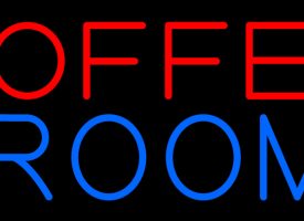 N105-15204-clear Coffee Room Clear Backing Neon Sign - Red & Blue - 13 in. Tall x 32 in. Wide