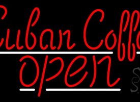 N105-3651-clear Red Cuban Coffee Open Clear Backing Neon Sign - Red & White - 20 in. Tall x 37 in. Wide