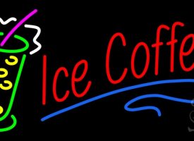Everything Neon N100-3635 Red Ice Coffee with Glass Neon Sign 20" Tall x 37" Wide x 3" Deep