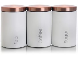 Essential Kitchen Storage Sugar, Coffee & Tea Canister Set - Matte White - 3 Piece