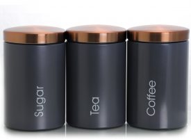MC-311G Essential Kitchen Storage Sugar, Coffee & Tea Canister Set - Matte Gray - 3 Piece