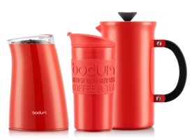 Bodum TRIBUTESETS Tribute Coffee Press, 8 cup, 1.0 l, Mug, 0.35 l, 12 oz, Electric coffee grinder Red