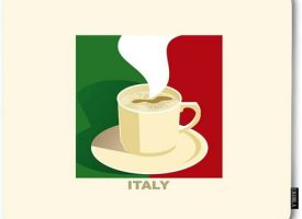 Coffee Mousepad Non-Slip Rubber Base Red Italian Flag Art Retro National Restaurant Bar Square Mouse Mat 9.5x7.9 Inch for Office Laptop Computer
