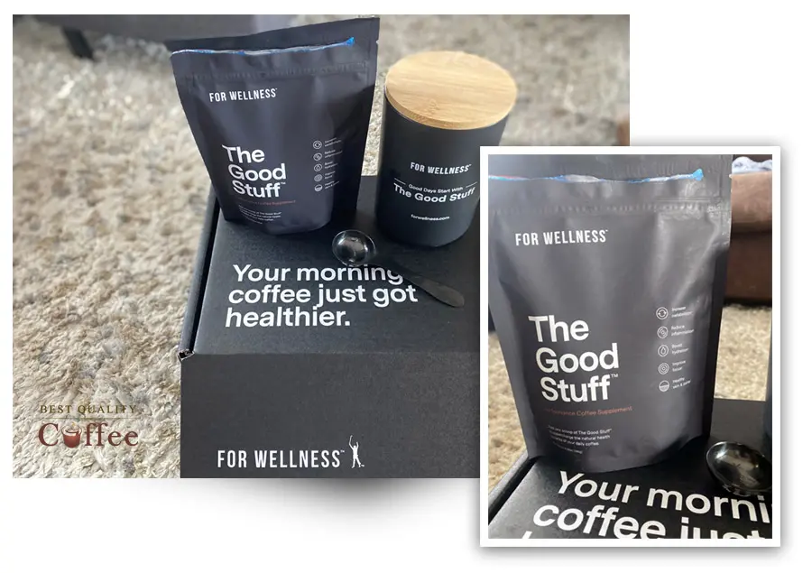 For Wellness The Good Stuff™ Performance Blend (30 Serving Pouch),  Non-Dairy Coffee Supplement with Collagen, L-Theanine and Himalayan Pink  Salt –