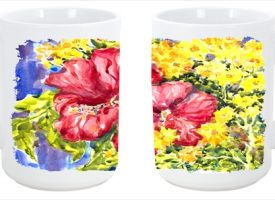 Flower Hibiscus Dishwasher Safe Microwavable Ceramic Coffee Mug