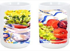 Apples, Plums and Grapes with Flowers Dishwasher Safe Microwavable Ceramic Coffee Mug