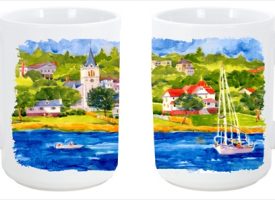 6031CM15 Harbour Scene with Sailboat Dishwasher Safe Microwavable Ceramic Coffee Mug