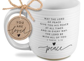 18459 Unisex May The Lord Of Peace Textured Coffee Mug, White - One Size