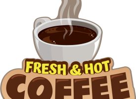 8 in. Fresh Hot Coffee Concession Decal Sign with Cart Trailer Stand Sticker Equipment