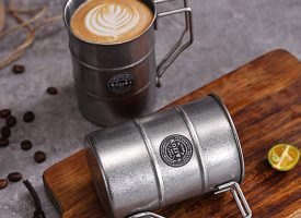 Industrial Style Vintage Mug - Stainless Steel - Oil Drum Design