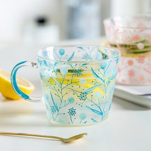 Dandelion Mug - Glass - Pink - Blue