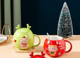 Cartoon Christmas Ceramic Mug - Green - Red - 3 Colors