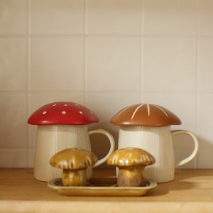 Cute Mushroom Mug - Ceramic - Red - Brown