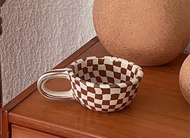 Checkerboard Mug - Ceramic - Brown And Beige
