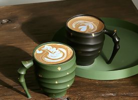 Bamboo Inspired Mug - Ceramic - Green - Black
