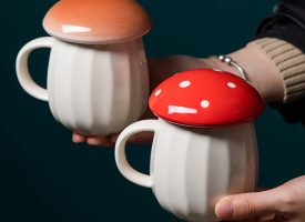 Ceramic Mushroom Mug - Red - Orange