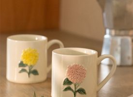 Hydrangea Ceramic Mug - Yellow - Pink - Purple