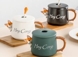Cute Corgi Mug - Ceramic - Green - White