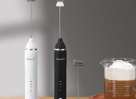 Modern Milk Frother - For Kitchen - Stainless Steel - Black - White