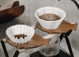 Tropical Fish Coffee Filter Holder - Black Walnut Wood