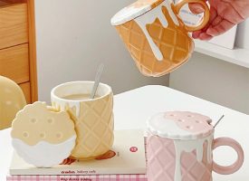 Cookie Ceramic Mug - Pink - Beige - Orange