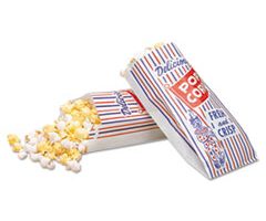 BGC300471 Pinch-Bottom Clown 1M Paper Popcorn Bag, Blue, Red & White - 4 x 1.5 x 8 in. - 1000 Per Case