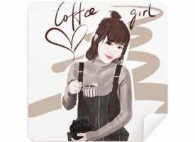 Coffee Girl Figure Art Design Illustration Glasses Cloth Screen Cleaner Suede Fabric 2 Pack