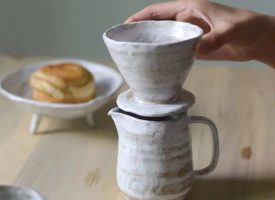 Hand Drip Coffee Pot Set - Clay - White - Black