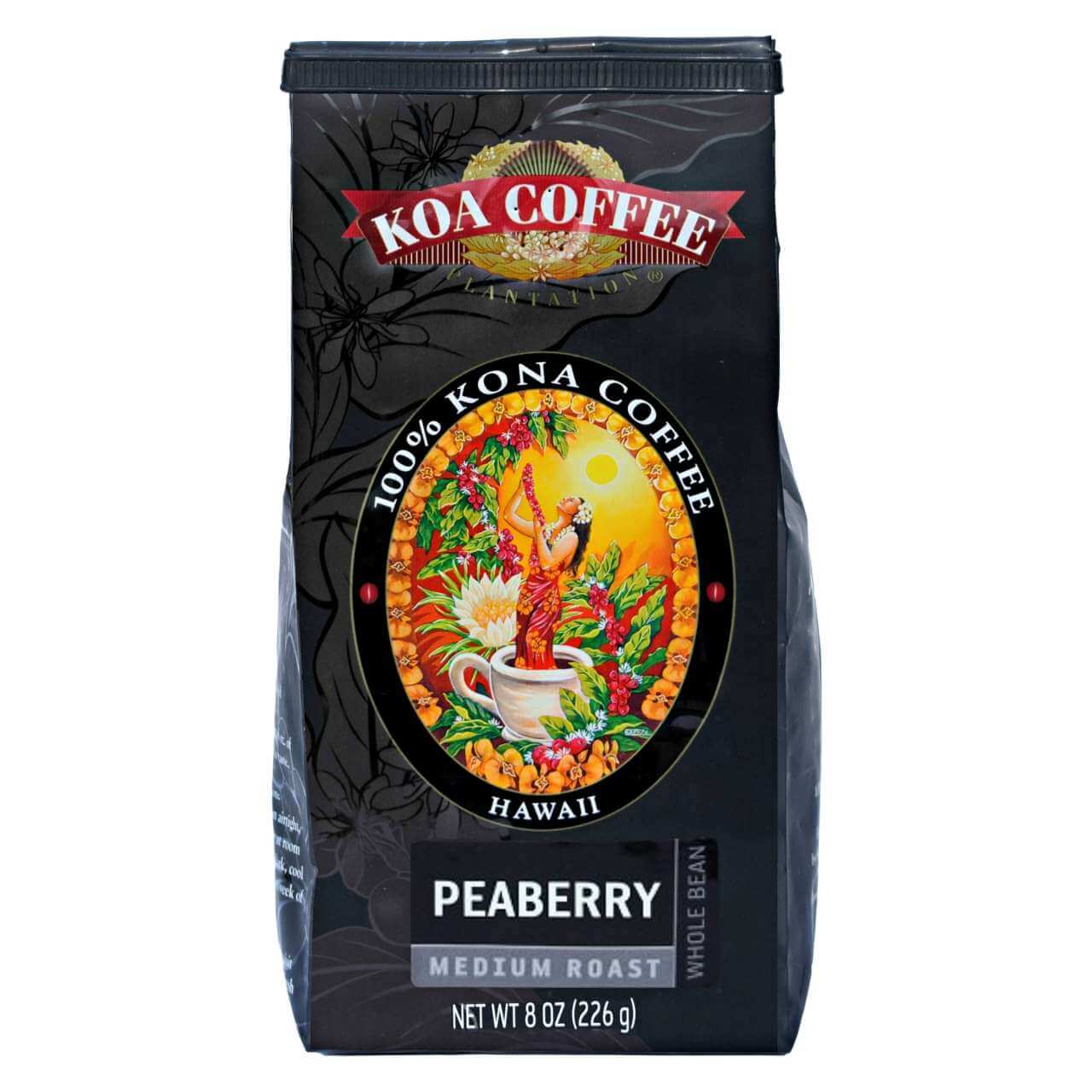 Peaberry Medium Roast Whole Bean 100% Kona Coffee