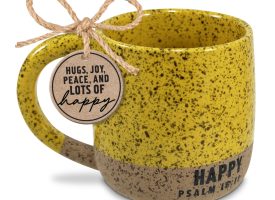 18522 18 oz Unisex Speckled Stone Happy Mug, Yellow - One Size