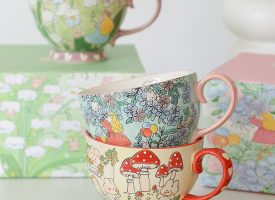 Cute Bunny and Flower Mug - Ceramic - Mushroom - Lily of the Valley