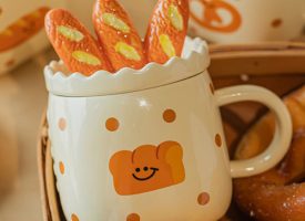 Cute Bread Mug - Ceramic - Toast - Butterfly Pastry
