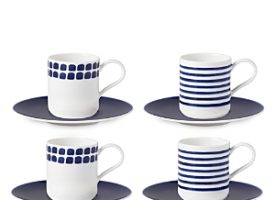 kate spade new york Charlotte Street Espresso Cup and Saucer, Set of 4