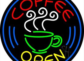 Everything Neon N100-5591 Round Coffee Open LED Neon Sign 18 x 18 - inches