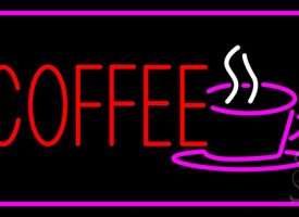 Everything Neon N100-3003 Red Coffee Logo with Pink Border LED Neon Sign 13 x 24 - inches