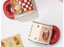 Creative Cartoon Pattern Ceramic Mug - Hamburger - Cherry